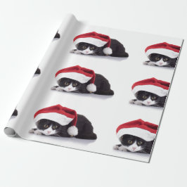 Kitten met Santa Hat Wrapping Paper Cadeaupapier