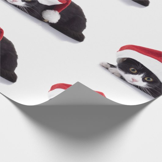 Kitten met Santa Hat Wrapping Paper Cadeaupapier (Hoek)