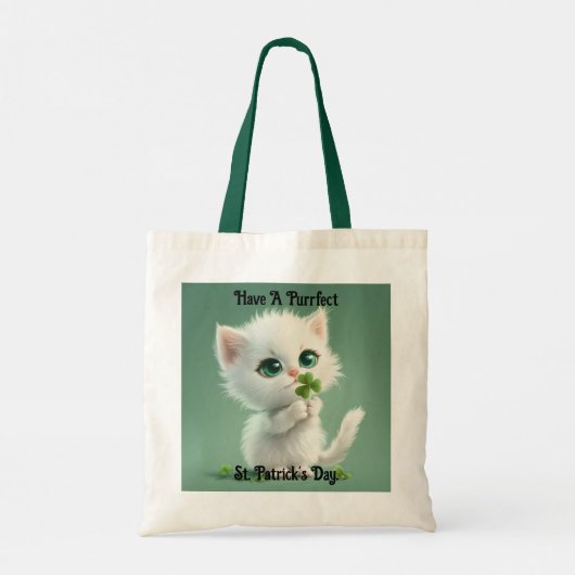 Kitten met Shamrock Canvas tas (Achterkant)