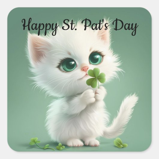 Kitten met Shamrock Sticker (Voorkant)