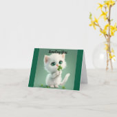 Kitten met Shamrock Wenskaart Kaart (Gele Bloem)