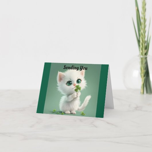 Kitten met Shamrock Wenskaart Kaart (Voorkant)
