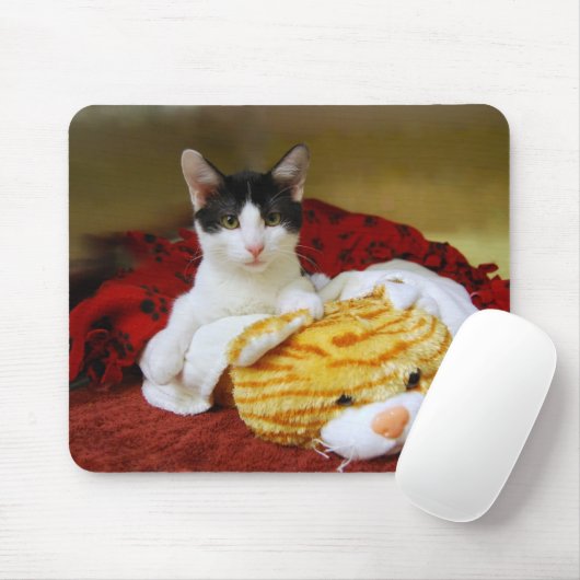 Kitten met Speelgoed Tiger Mousepad Muismat (Met muis)