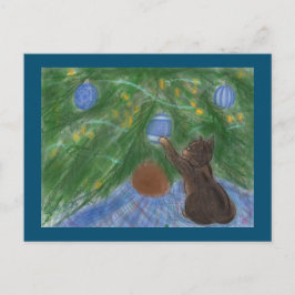 Kitten met vakantieboom feestdagenkaart