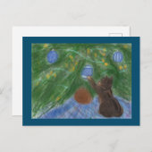 Kitten met vakantieboom feestdagenkaart (Voorkant / Achterkant)