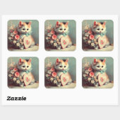 Kitten met Valentijn Schilderen Sticker (Vel)