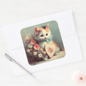 Kitten met Valentijn Schilderen Sticker (Envelop)