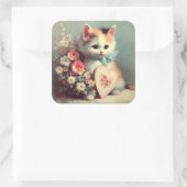 Kitten met Valentijn Schilderen Sticker (Tas)