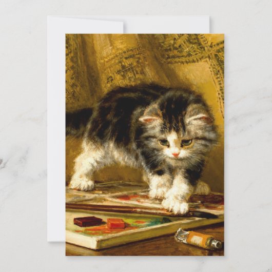 Kitten met verf en kwasten kaart (Voorkant)