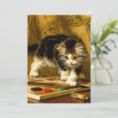 Kitten met verf en kwasten kaart (Staand voorkant)