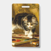 Kitten met verf en penselen badge (Achterkant)