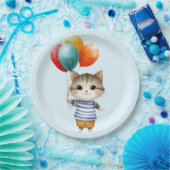 Kitten met verjaardagsballonnen | Schattigee feest Papieren Bordje (Feest)