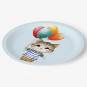 Kitten met verjaardagsballonnen | Schattigee feest Papieren Bordje (Gekanteld)