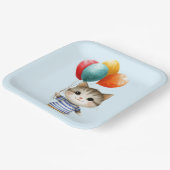 Kitten met verjaardagsballonnen | Schattigee feest Papieren Bordje (Gebogen)