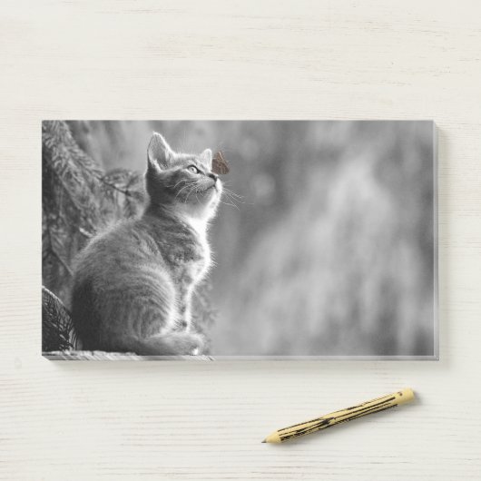 Kitten met vlindervriend post-it® notes (Op bureau)