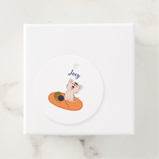 Kitten met wollen bal bedankjes labels (In situ)