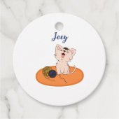 Kitten met wollen bal bedankjes labels (Voorkant)