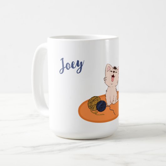 Kitten met wollen bal koffiemok (Voorkant links)
