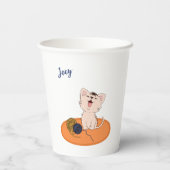 Kitten met wollen bal papieren bekers (Achterkant)