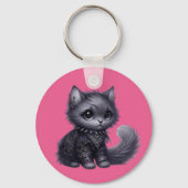 kitten met zachte Gothic Sleutelhanger (Voorkant)