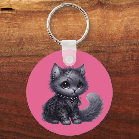 kitten met zachte Gothic Sleutelhanger (Voorkant)