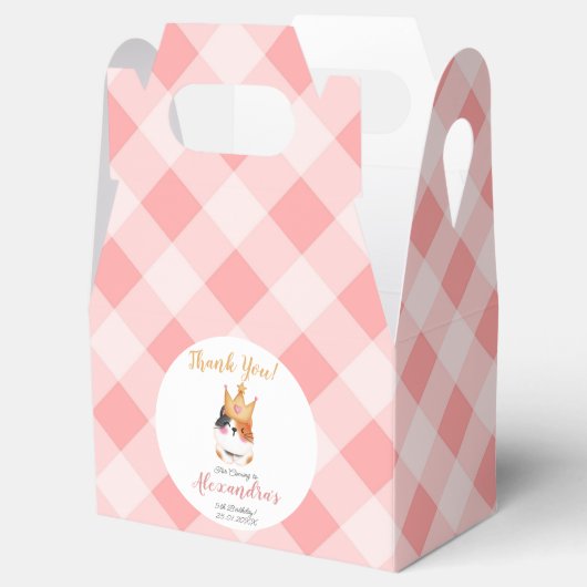 Kitten Miauw roze kroon meisje Kitty kat verjaarda Bedankdoosjes (Geopend)