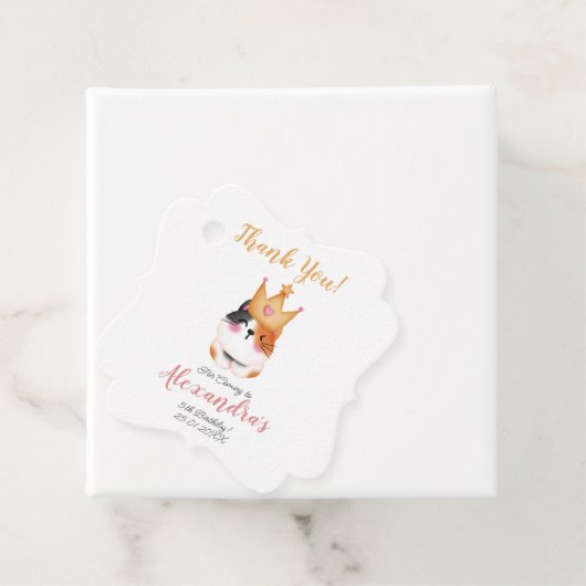 Kitten Miauw roze kroon meisje Kitty kat verjaarda Bedankjes Labels (In situ)