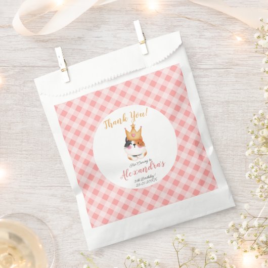 Kitten Miauw roze kroon meisje Kitty kat verjaarda Bedankzakje (Geknipt)