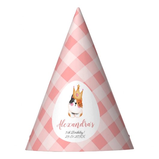 Kitten Miauw roze kroon meisje Kitty kat verjaarda Feesthoedjes (Voorkant)