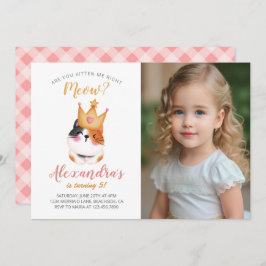 Kitten Miauw roze kroon meisje Kitty kat verjaarda Kaart