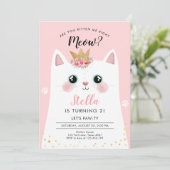 Kitten Miauw roze kroon meisje Kitty kat verjaarda Kaart (Staand voorkant)