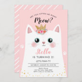 Kitten Miauw roze kroon meisje Kitty kat verjaarda Kaart (Voorkant / Achterkant)