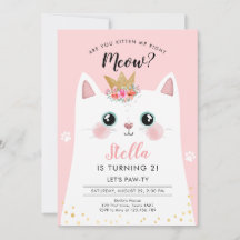 Kitten Miauw roze kroon meisje Kitty kat verjaarda