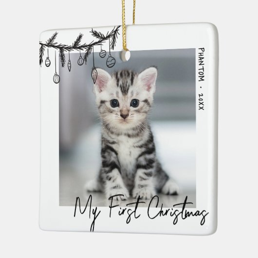 Kitten mijn eerste kerstfoto keramisch ornament (Links)