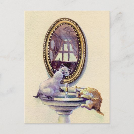 KITTEN MIRROR door SHARON SHARPE Briefkaart (Voorkant)