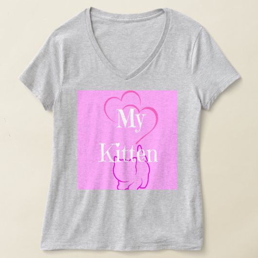 Kitten moeder v hals t shirt (Laagn)