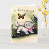 kitten Moederdag Kaart (Gele Bloem)