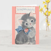 kitten Moederdag Kaart voor tante (Gele Bloem)