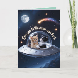 Kitten Moon Valentine's Day Card Feestdagen Kaart