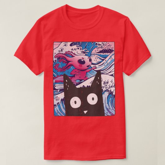 Kitten Neko Synthwave Japan 80s Manga Harajuku Ota T-shirt (Design voorkant)