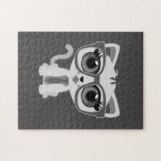 Kitten Nerd - Grijs Legpuzzel (Horizontaal)