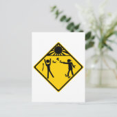 Kitten Ninja Road Sign Briefkaart (Staand voorkant)