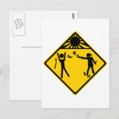 Kitten Ninja Road Sign Briefkaart (Voorkant / Achterkant)