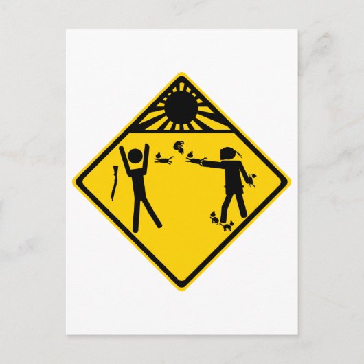 Kitten Ninja Road Sign Briefkaart (Voorkant)
