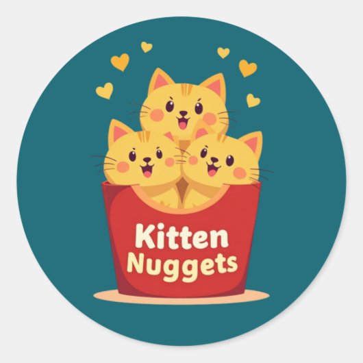 Kitten Nuggets – 100% Cute, Zero Chicken Ronde Sticker (Voorkant)
