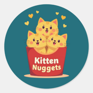 Kitten Nuggets – 100% Schattig, Geen Kip Ronde Sticker