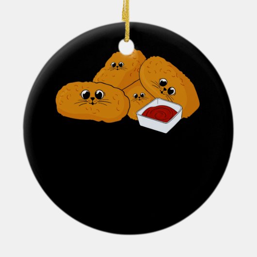 Kitten Nuggets Fastfood Kat En Kip Nugget Lo Keramisch Ornament (Achterkant)