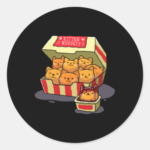 Kitten Nuggets Food Pun Cat Lover Gift Kip Nug Ronde Sticker