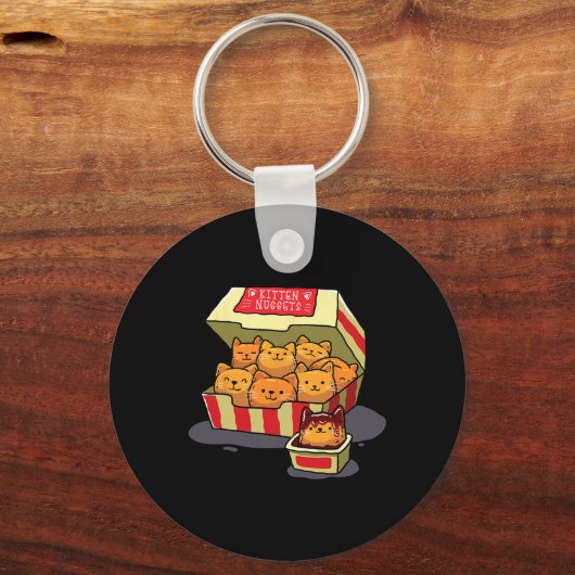 Kitten Nuggets Food Pun Cat Lover Gift Kip Nug Sleutelhanger (Voorkant)
