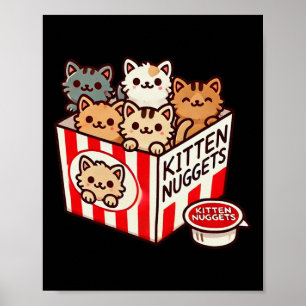 Kitten Nuggets Grappig Schattige Eten Pun Cat Love Poster